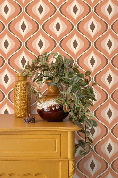 ESTAhome behang retro ornamenten oranje en bruin - 53 cm x 10.05 m - 130986
