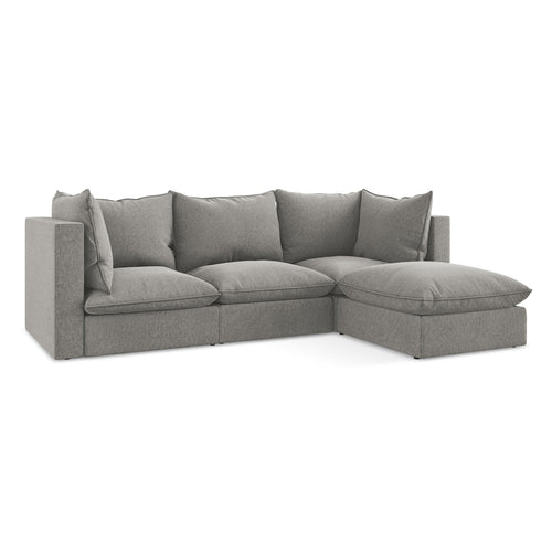LaMiaSofa hoekbank rechts Ravenna - velours - grijs - 255x165x77
