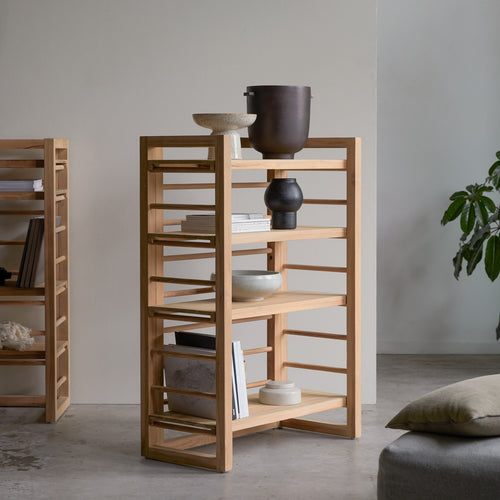 Tikamoon Lage boekenkast van massief teakhout - Naturel - vtwonen shop