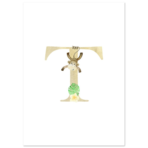Artfulprints Poster Letter T kindernaam   - A4 21x29.7 cm - Meerkleurig