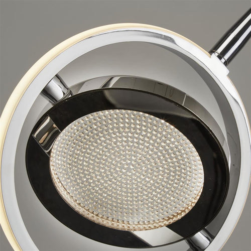 Searchlight Gyroscope 3-lichts LED Ring Bar Hanglamp Chroom, Crystal Sand 3000K