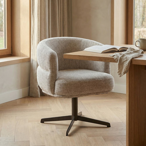 DÉJA Living Eetkamerstoel Coria - Beige/Brons - Draaibaar - Set van 2