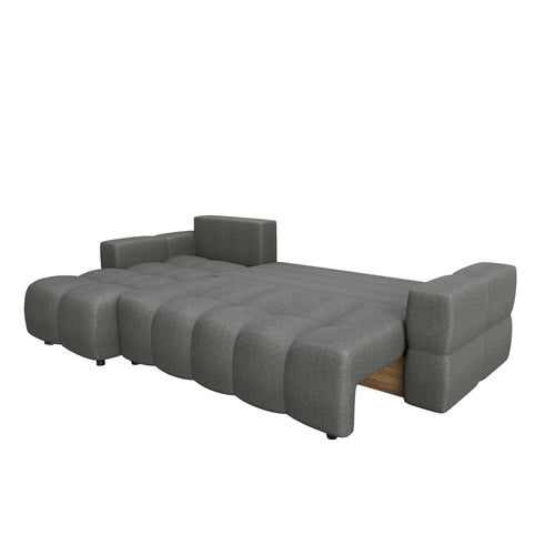 Sia Home - Linkshoekbank met slaapfunctie GABRIEL - kruisbinding antracietgrijs 286cm