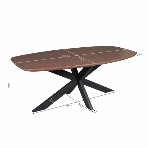 StarFurn Eettafel Madison - Deens Ovaal Walnoot/Zwart - 240x100x76cm
