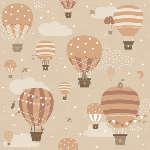 ESTAhome behang luchtballonnen beige en terracotta - 53 cm x 10.05 m - 139801