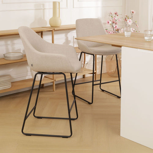 Nolon Nino-Mae Barkruk Beige - met Armleuning - Zwart - 75 cm - vtwonen shop