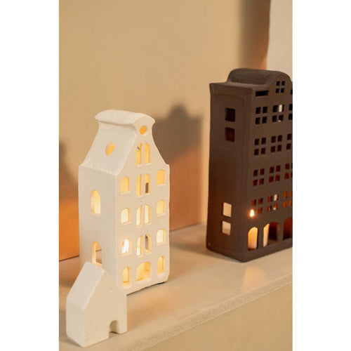 Home Society Waxinelichthouder Herenhuis - wit - metaal -  17 x 6 x 7 cm - vtwonen shop