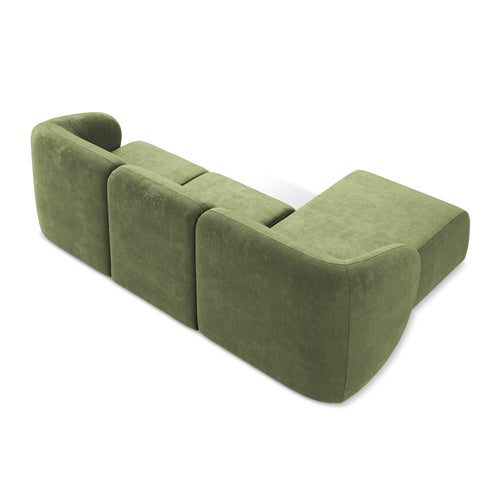 LaMiaSofa hoekbank links Cervo - chenille stof - groente - 248x166x93