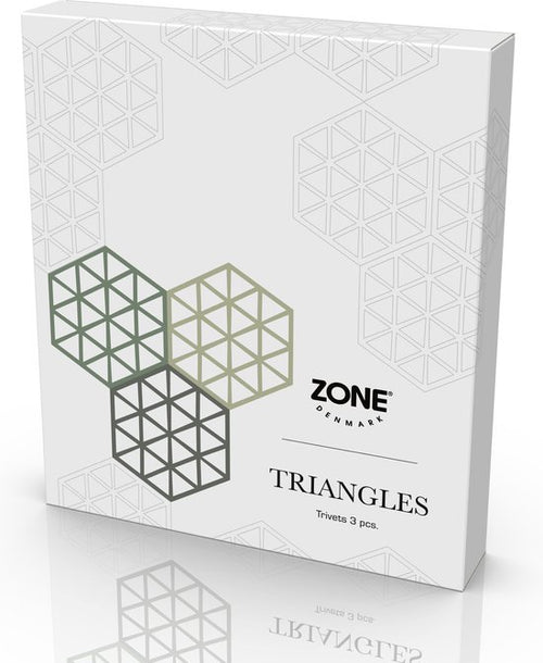 Zone Denmark - Set van 3 onderzetters - Triangles - Rosemary/Matcha/Olive Taupe - vtwonen shop