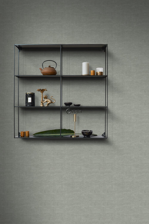 Origin Wallcoverings behang linnenstructuur vergrijsd groen - 0,53 x 10,05 m - 347634 - vtwonen shop