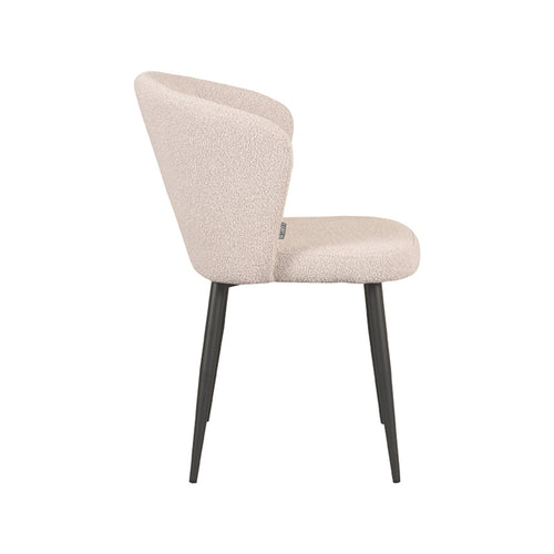 LABEL51 Eetkamerstoel Wave - Naturel Bouclé - Zithoogte 50cm - Set van 2