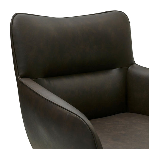 Furnhouse eetkamerstoelen armleuning Jessica - Donkerbruin - Kunstleer - Set van 2