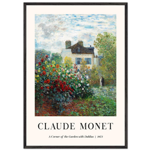 Artfulprints Poster met Lijst Claude Monet - A corner of the garden with dahlias   - 70x100 cm - Meerkleurig