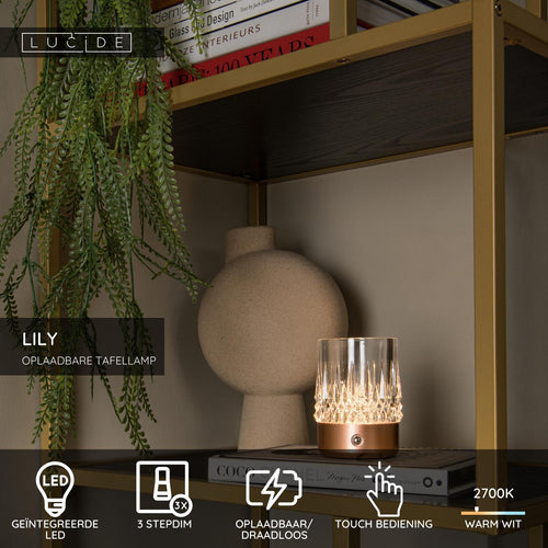 Lucide tafellamp LILY - Geïntegreerde LED - Koper