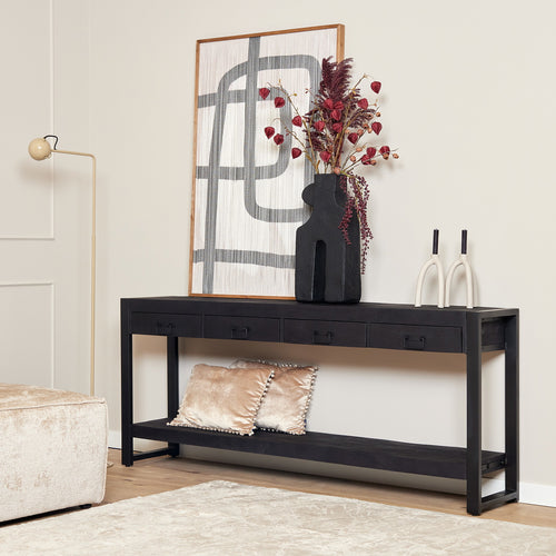 StarFurn Sidetable Boaz - Zwart Hout - 180x35x76cm