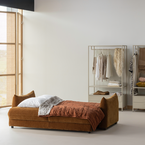 WOOOD 3-zits slaapbank Jonne - Chennile - Bruin - 92x233x105 - vtwonen shop