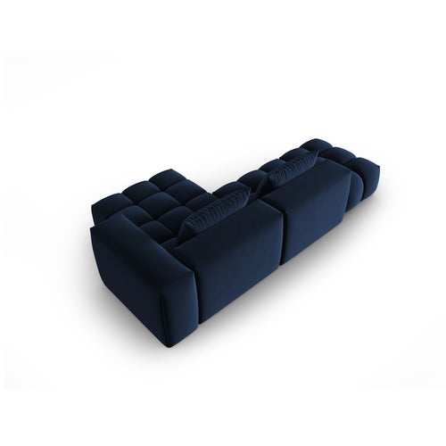 Cosmopolitan Design - Modulaire hoekbank rechts Verona 4-zits, flueel koningsblauw - 145x265x70cm