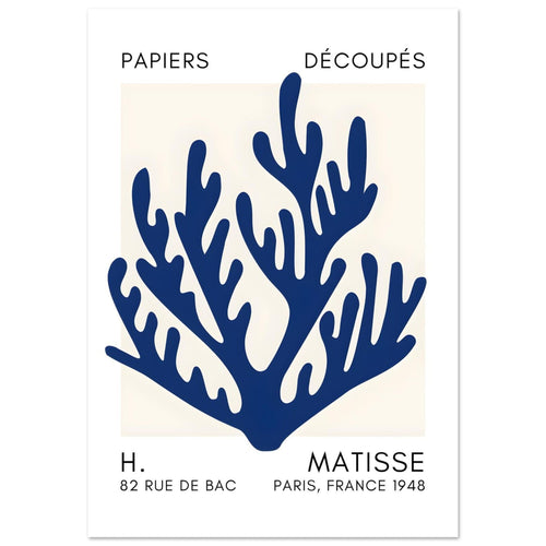 Artfulprints  Matisse – Coral harmony navy blue II   poster A4 21x29.7 cm