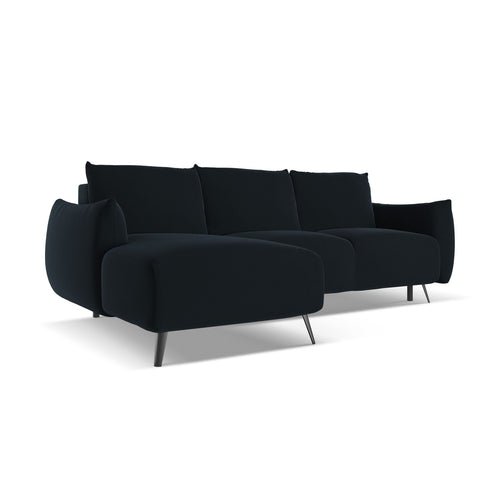 LaMiaSofa hoekbank links Genova - velours - koningsblauw - 242x162x86