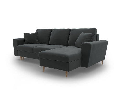 Cosmopolitan Design Omkeerbare converteerbare hoekbank met opbergdoos Kyoto 4-zits, flueel donkergrijs - 145x241x88cm