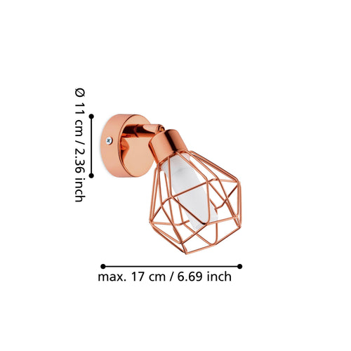 EGLO wandlamp Zapata - g9 - ø 6 cm - koper - vtwonen shop