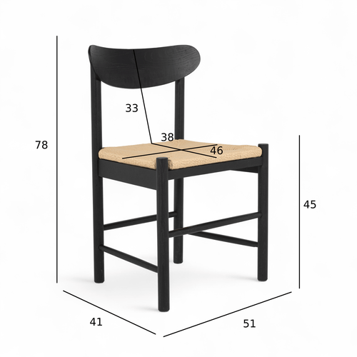 Furnhouse eetkamerstoel Malou - Zwart - Papiergaren - Set van 4