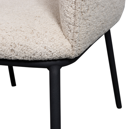 WOOOD eetkamerstoel Leon - Bouclé  - Naturel Melange - 77x61x63