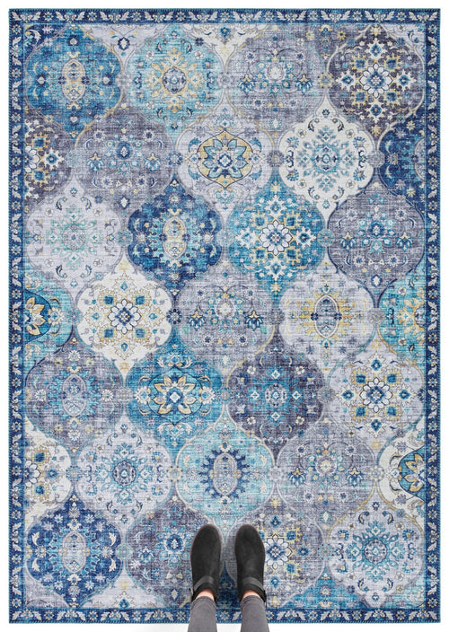 Carpet Kashmir Ghom in Oriental-Optic Denim Blue 200x290 cm