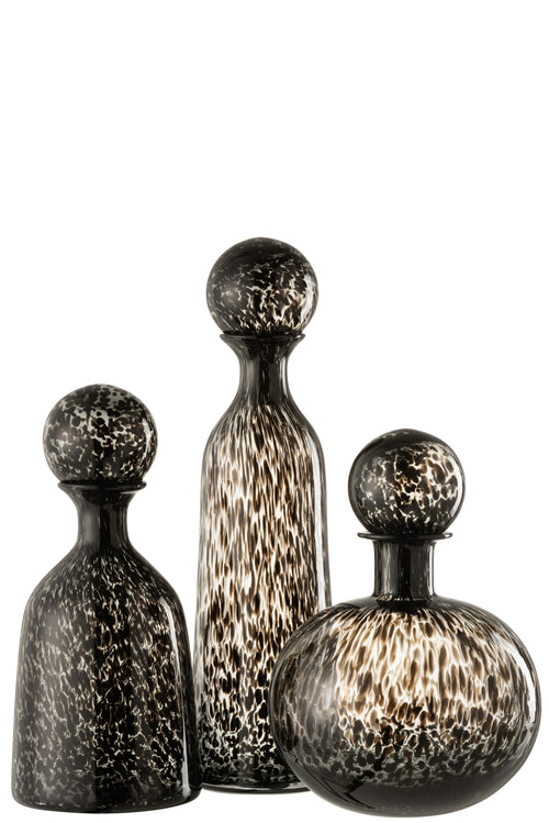 J-Line decoratie Fles + Stop Stip Hoog - glas - zwart - large