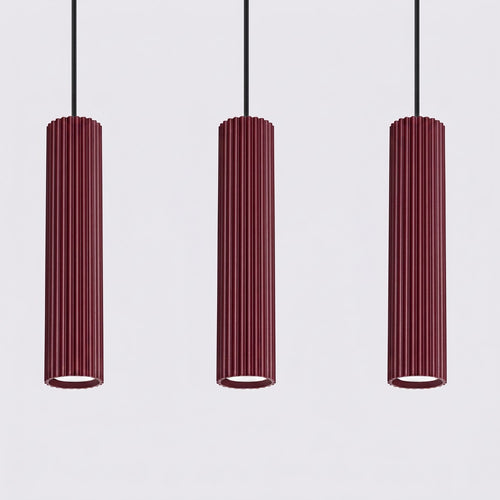 Sollux Lighting Hanglamp KARBON 3L bordeaux - 45x6,5x98cm