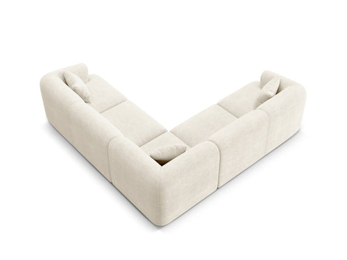 Cosmopolitan Design Symmetrische modulaire hoekbank Campi 6-zits, ribfluwelen ivoor - 255x255x70cm