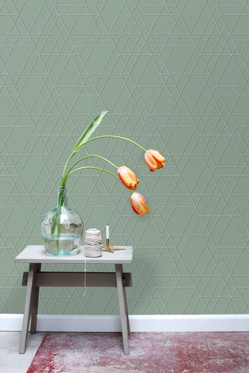 ESTAhome behang grafisch 3D motief vergrijsd mintgroen - 50 x 900 cm - 139602 - vtwonen shop