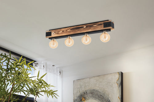 EGLO plafondlamp Layham - e27 - 76 cm - bruin/zwart