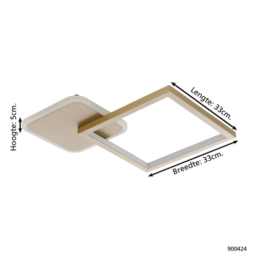 EGLO plafondlamp Gafares - led - 33 cm - goud/wit - dimbaar - vtwonen shop