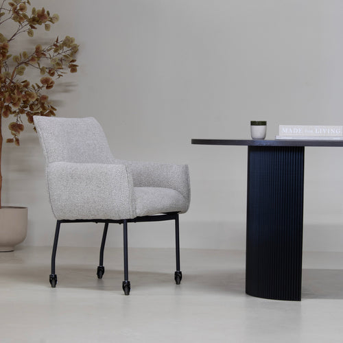 DÉJA Living Eetkamerstoel Arboga - Taupe/Zwart - Incl. Wielen - Set van 2