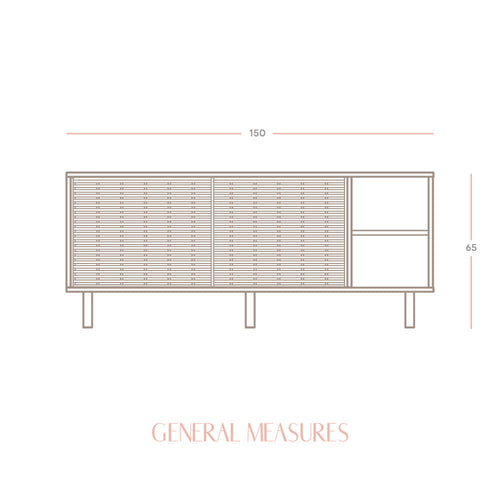 Naan Furniture Dressoir Mahón - Natuurlijk gelakt massief grenen - 150 cm - 2 deuren - vtwonen shop