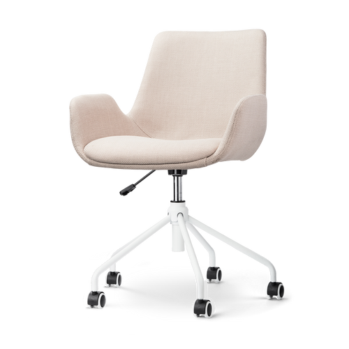 Nolon Nout-Eef Bureaustoel Beige - Armleuning - Wit Onderstel
