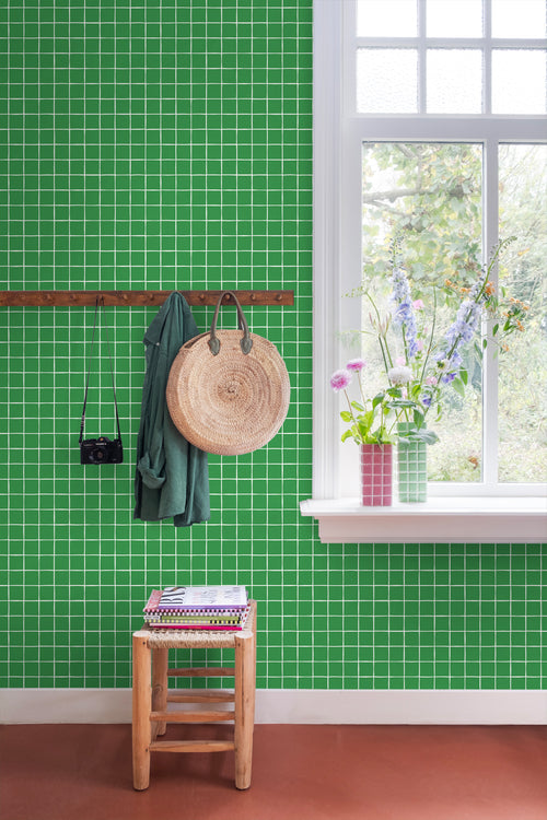 ESTAhome behang geblokt motief groen - 50 x 900 cm - 131267 - vtwonen shop