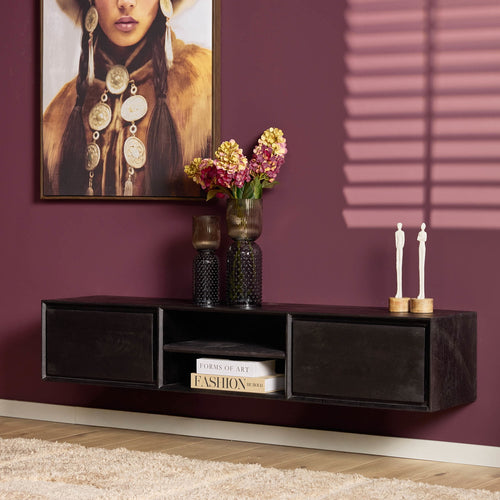 Starfurn Tv-meubel Ambiance - Zwevend - Zwart Hout - 160x35x30cm