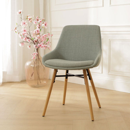 Nolon Nena-Isa Eetkamerstoel Saliegroen - Stof - Houten Poten - vtwonen shop