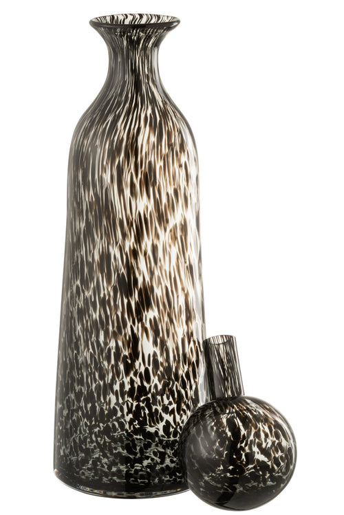 J-Line decoratie Fles + Stop Stip Hoog - glas - zwart - large