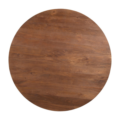 DÉJA Living Eettafel Marín - Rond Donkerbruin Mangohout - 130x130x76cm - vtwonen shop