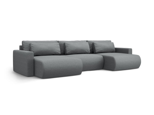 Cosmopolitan Design Converteerbare panoramische bank met opbergdoos Belfast 4-zits, structurele stof grijs - 149x340x84cm