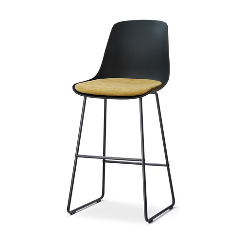 Nolon Nino-Liv barkruk zwart met warm oker zitkussen - zwart onderstel - 75 cm