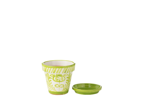 J-Line bloempot Granada Handmade + Painted - keramiek - groen - small - Ø 21 cm