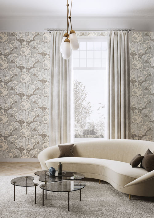 Masureel behang bladeren wit - 53 cm x 10.05 m - 630012