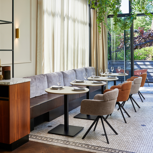 WOOOD bistro tafel eindstuk vingerlas Tablo - Eiken - Dakargrau - 80x74 - vtwonen shop