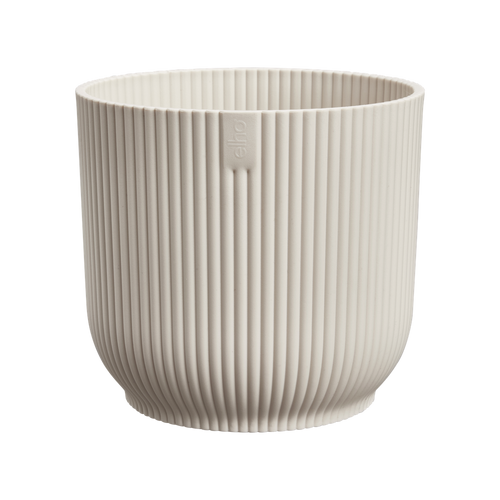 elho vibes fold rond 35 linnen wit | Bloempot | Modern decoratief ribpatroon