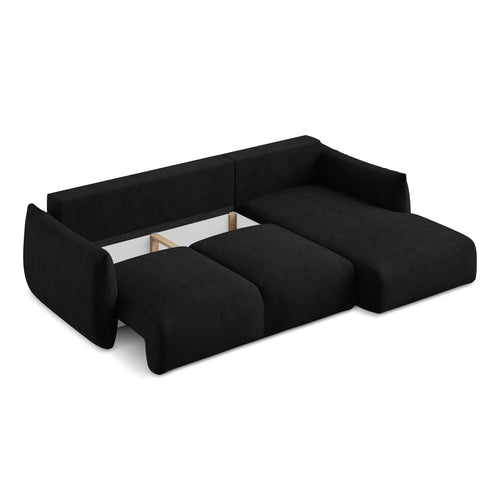 LaMiaSofa hoekbank rechts Savona - chenille stof - zwart - 242x162x90
