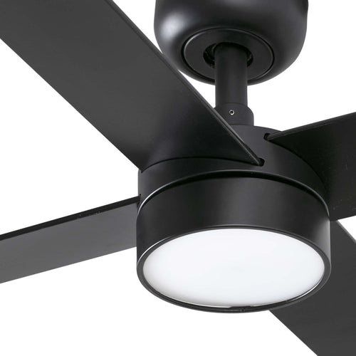 Faro Rudder Rudder Inbouw Plafondventilator 132cm Slimme LED-ventilator Mat Zwart, Walnootkleurige Bladen CCT, 4 Bladen Omkeerbaar